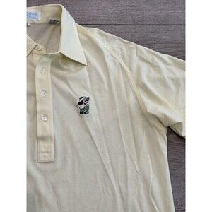 Walt Disney Fashions Mickey Mouse Golf Polo Shirt Yellow Mens XL Preppy Vintage